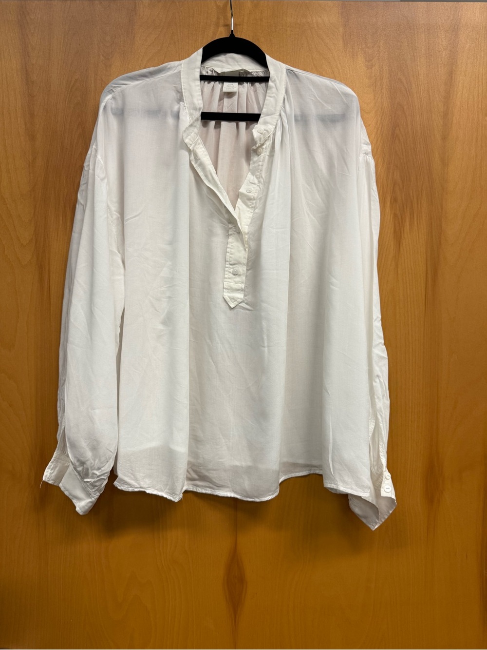 H&M Women's White Button-Down Split V-Neck Blouse